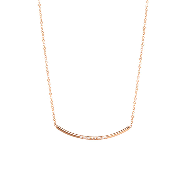 Zoë Chicco 14kt Gold Pave Diamond Curved Bar Necklace