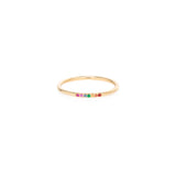 14k Medium 7 Pavé Rainbow Sapphires Ring