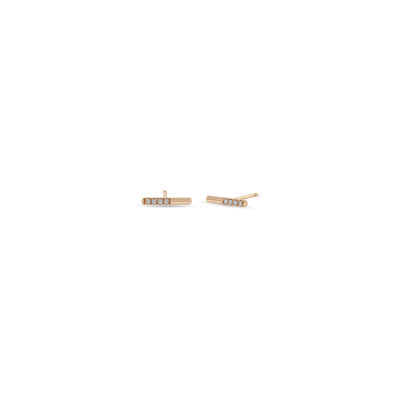 Zoë Chicco 14k Gold Off-Set Pavé Diamond Bar Stud Earrings