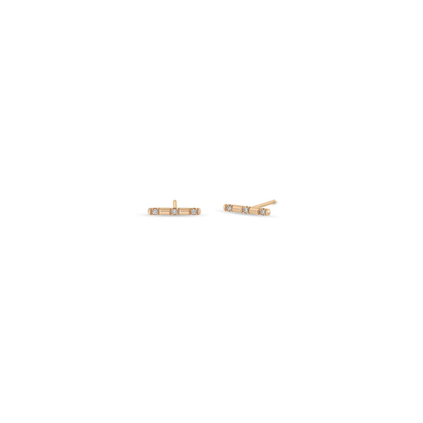 Zoë Chicco 14k Gold Spread Out Pavé Diamond Bar Stud Earrings