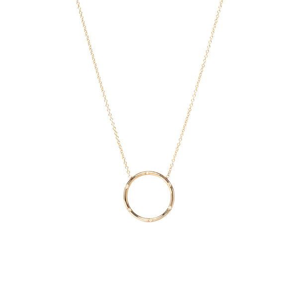 14k Scattered Diamond Circle Necklace