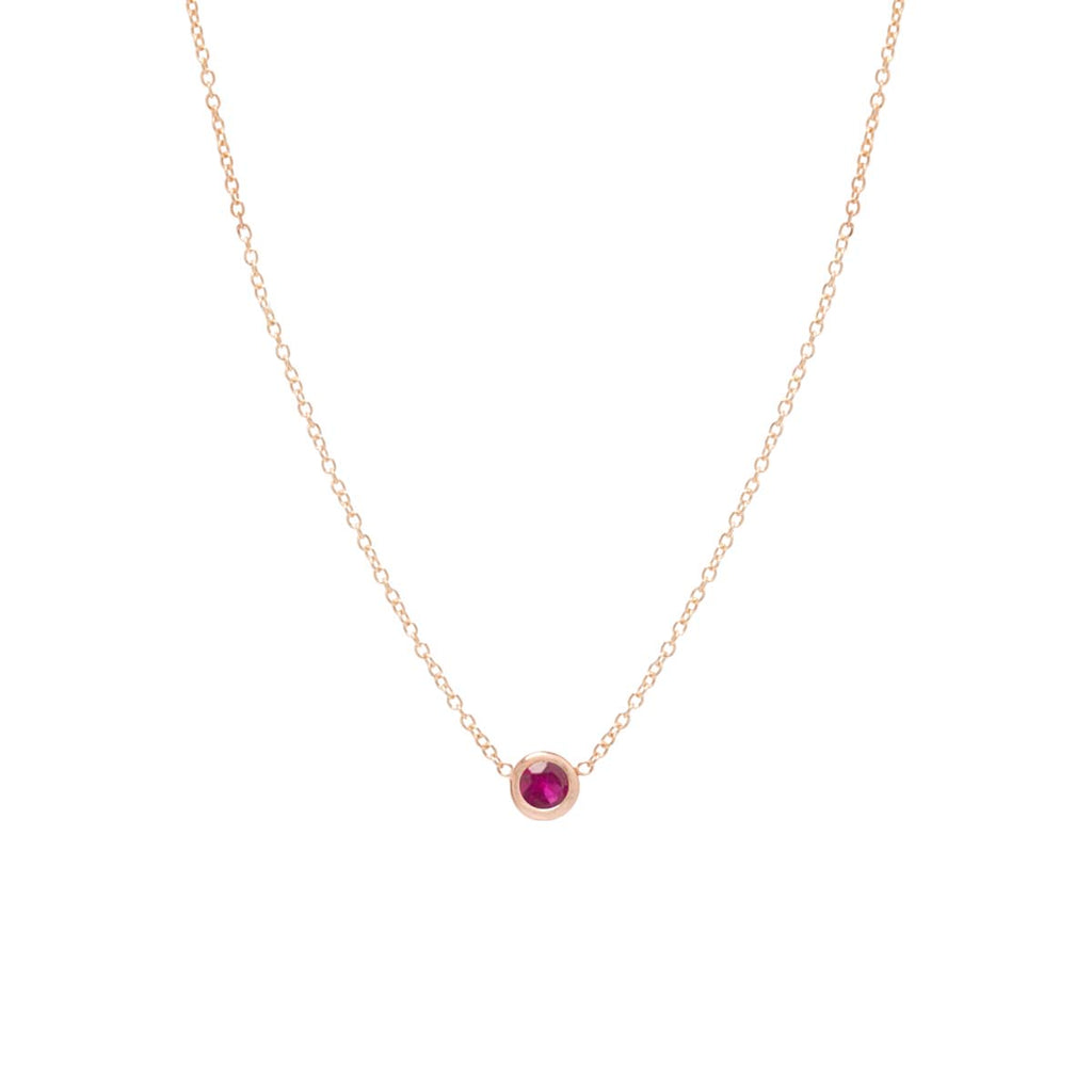 Zoe Chicco 14kt Gold Ruby Bezel Solitaire Necklace – ZOË CHICCO