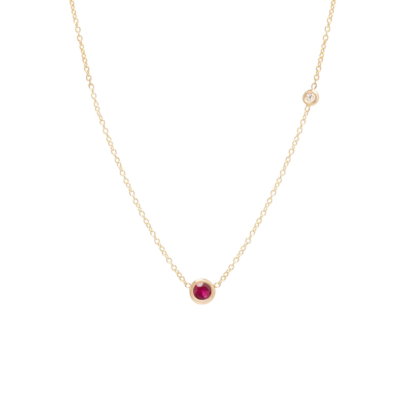14k Ruby & Floating Diamond Necklace