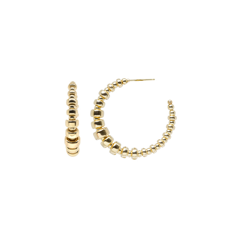Zoë Chicco 14kt Gold Graduated Rondelle Bead Medium Hoop Earrings
