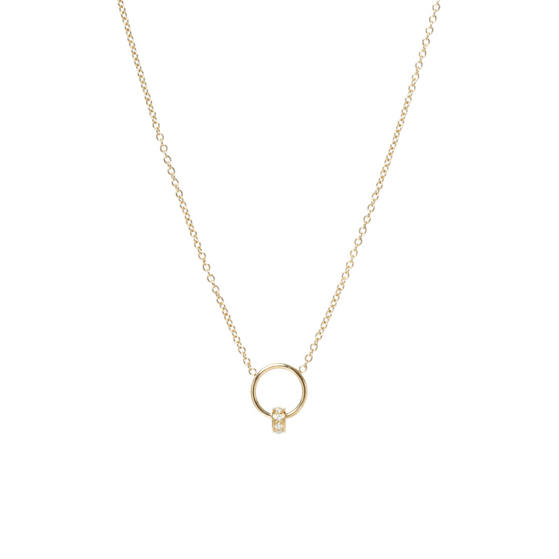 14k Pavé Diamond Rondelle Bead Circle Necklace