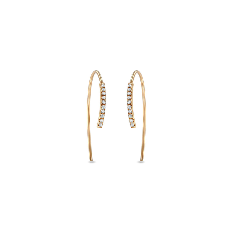 Zoë Chicco 14k Gold Pave Diamond Bar Short Wire Threader Earrings