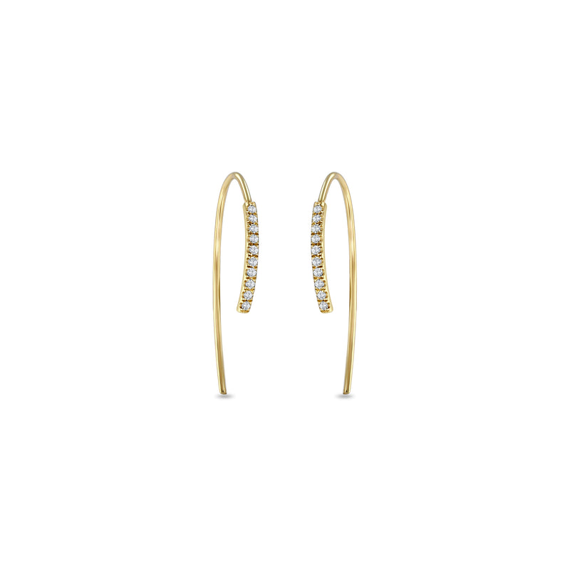Zoë Chicco 14k Gold Pave Diamond Bar Short Wire Threader Earrings