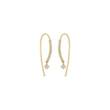 Zoë Chicco 14k Gold Pavé Diamond Bar Short Threaders with Dangling Diamond