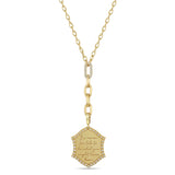 Zoë Chicco 14k Gold Engraved Diamond Mantra Shield Mixed Chain Lariat