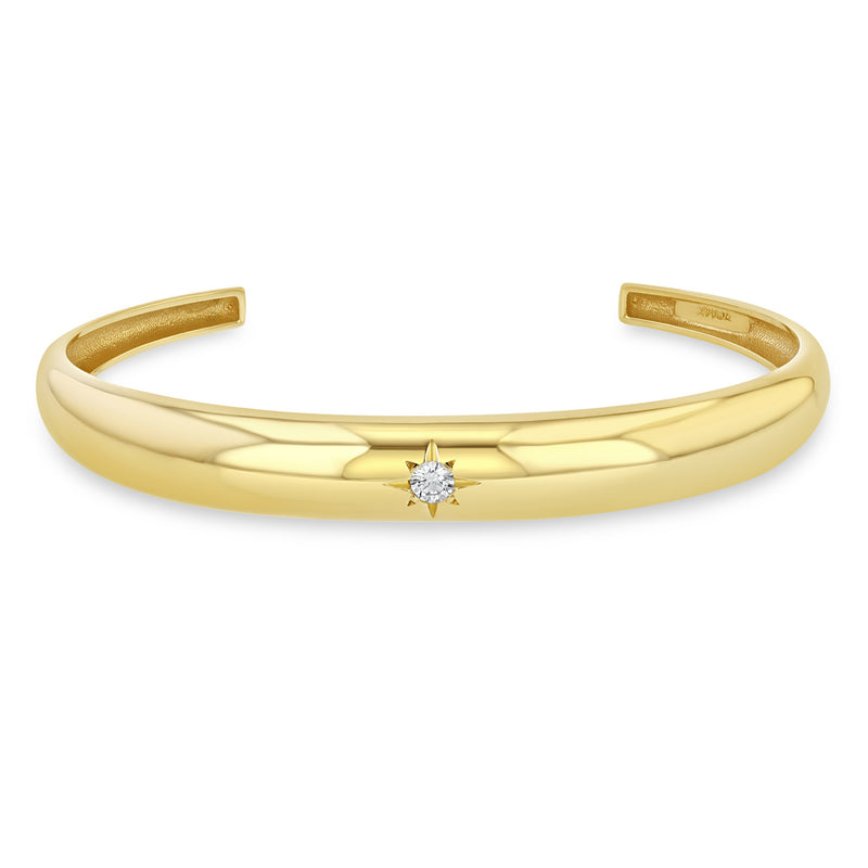 Zoë Chicco 14k Gold Single Star Set Diamond Small Aura Cuff Bracelet