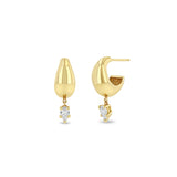 Zoë Chicco 14k Gold Dangling Pear Diamond Small Aura Huggie Hoop Earrings