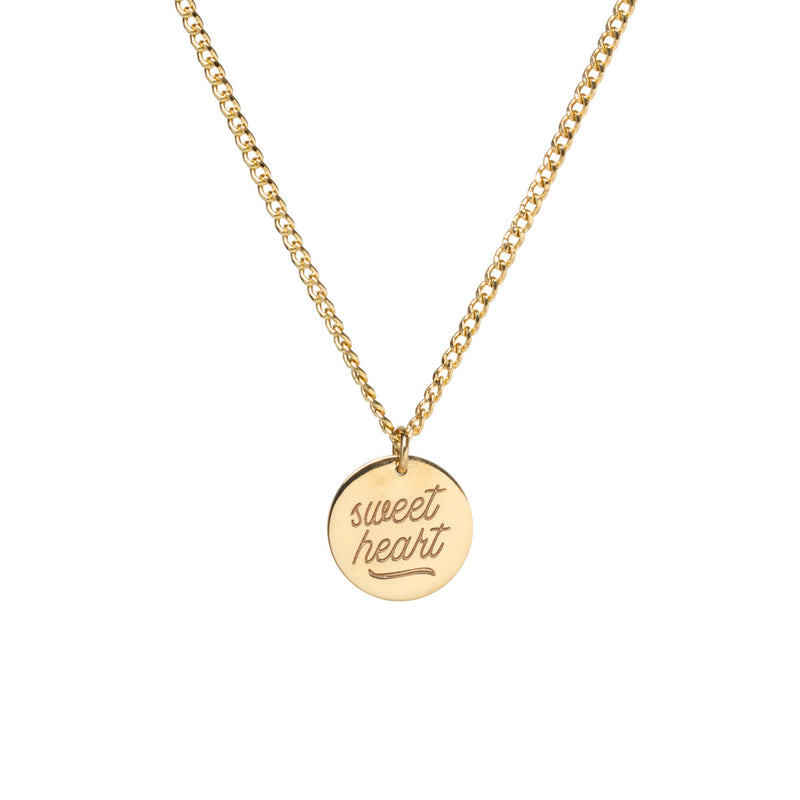 Zoë Chicco 14kt Gold Amore sweet heart Extra Small Curb Chain Necklace