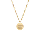 Zoë Chicco 14kt Gold Amore Guardian angel Extra Small Curb Chain Necklace