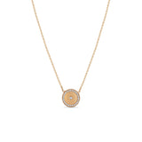 Zoë Chicco 14k Gold Small Diamond Disc with Diamond Border Necklace