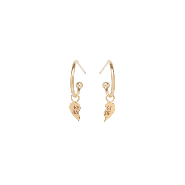 14k Itty Bitty "BEST BABE" Split Charm Huggie Hoops - SALE