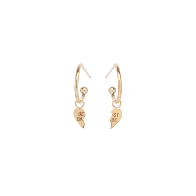 14k Itty Bitty "BEST BABE" Split Charm Huggie Hoops - SALE