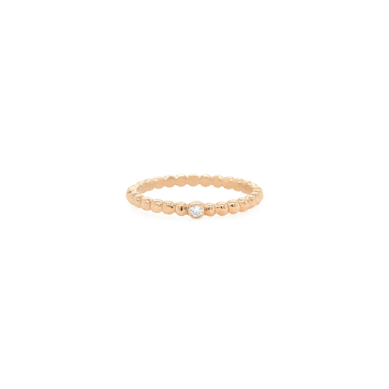 14k Tiny Diamond Gold Bead Eternity Ring