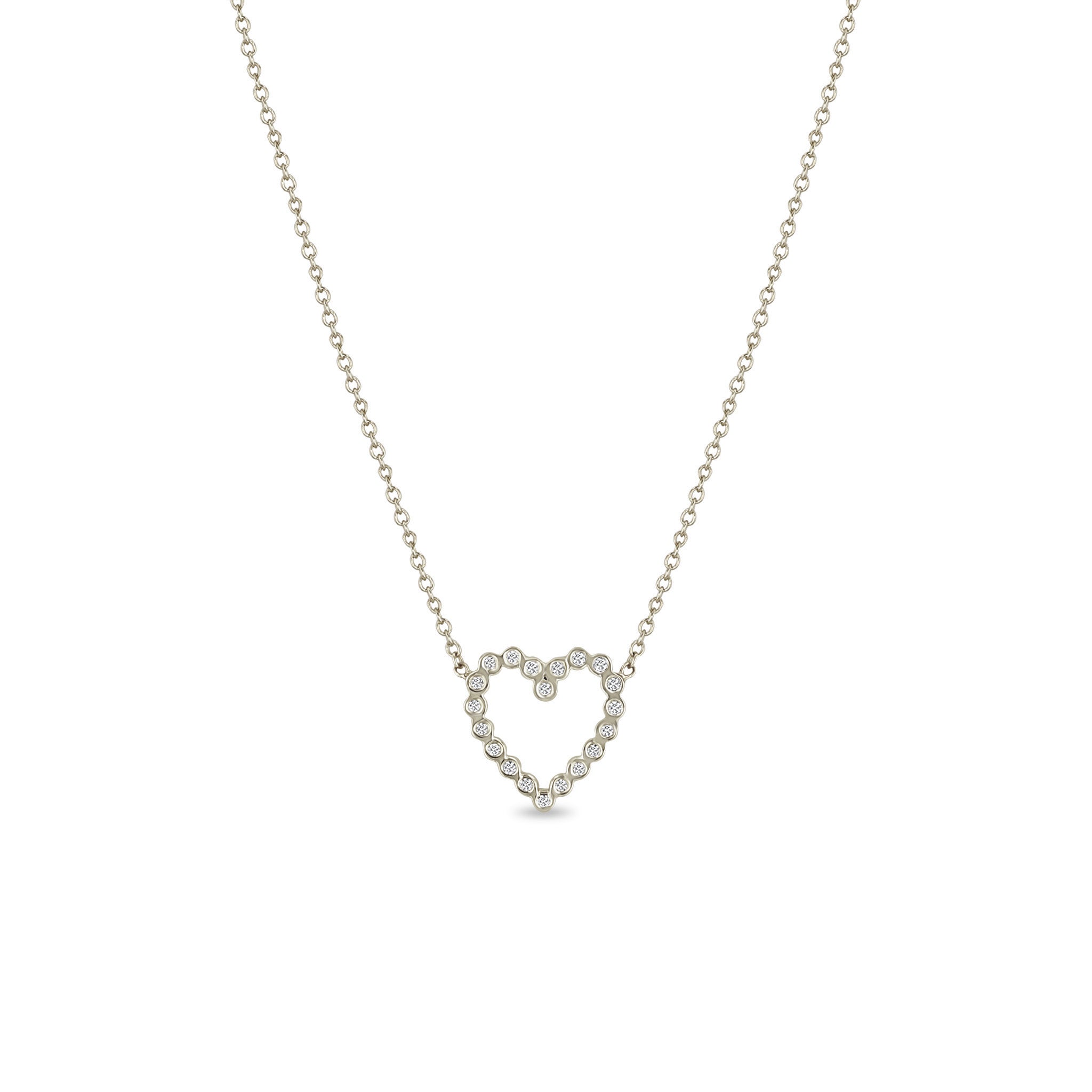 Zoë Chicco 14kt Gold Small Diamond Bezel Open Heart Necklace