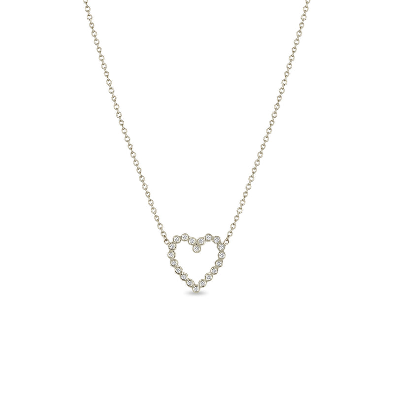 Zoë Chicco 14kt Gold Small Diamond Bezel Open Heart Necklace
