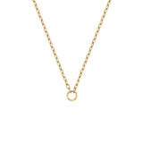 14k Circle Pendant Small Square Oval Link Chain