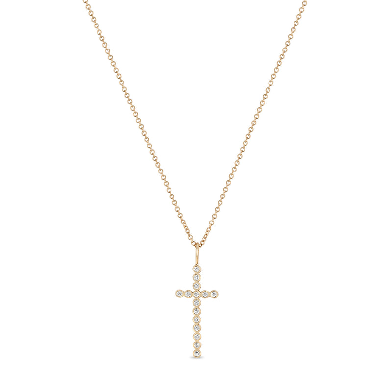 Zoë Chicco 14k Gold Diamond Bezel Cross Pendant Necklace