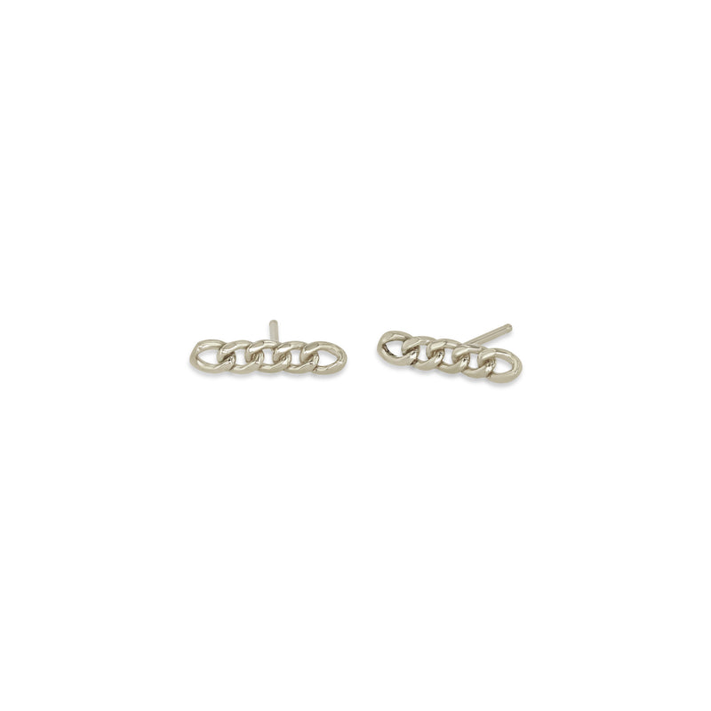 Zoë Chicco 14k White Gold Small Curb Chain Bar Stud Earrings