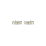 Zoë Chicco 14k White Gold Small Curb Chain & Pavé Diamond Bar Stud Earrings