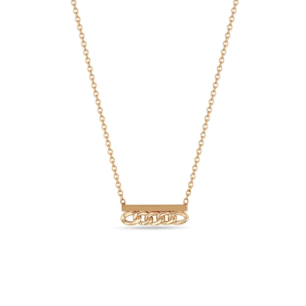 Zoë Chicco 14k Rose Gold Small Curb Chain & Gold Bar Necklace