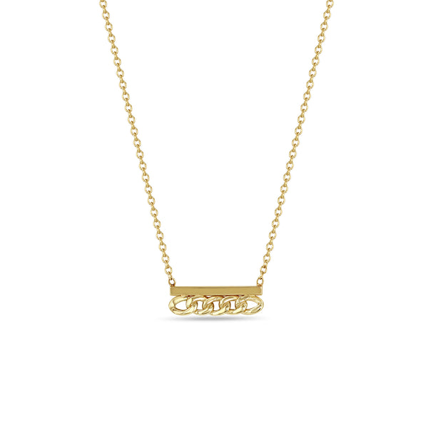 Zoë Chicco 14k Yellow Gold Small Curb Chain & Gold Bar Necklace