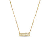 Zoë Chicco 14k Yellow Gold Small Curb Chain & Pavé Diamond Bar Necklace