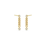 Zoë Chicco 14k Gold Prong & Princess Diamond Small Curb Chain Drop Earrings