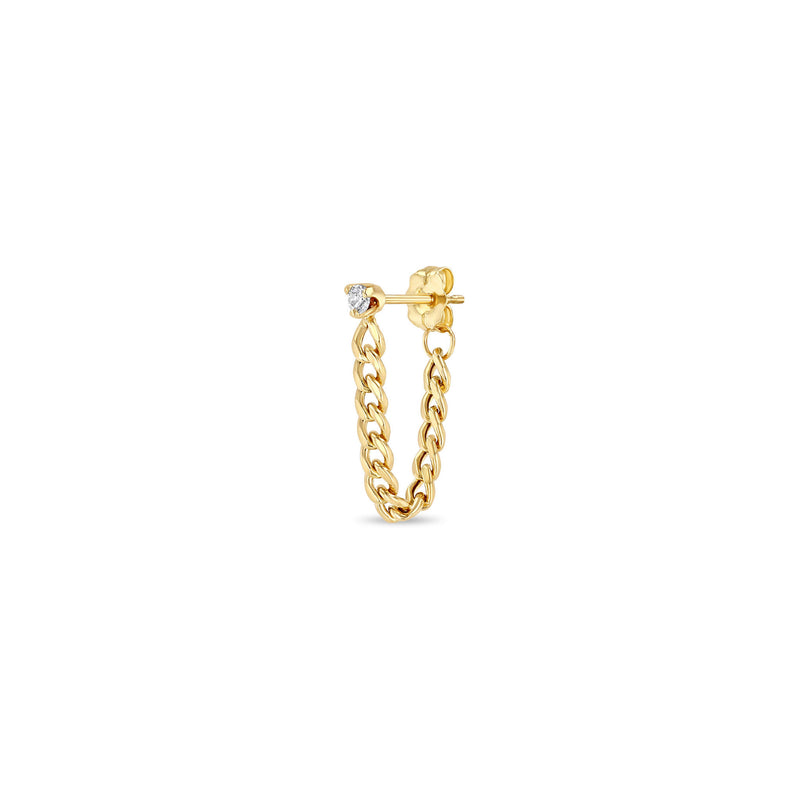 Single Zoë Chicco 14k Gold Prong Diamond Small Curb Chain Huggie Earring