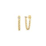 Zoë Chicco 14k Gold Prong Diamond Small Curb Chain Huggie Earrings