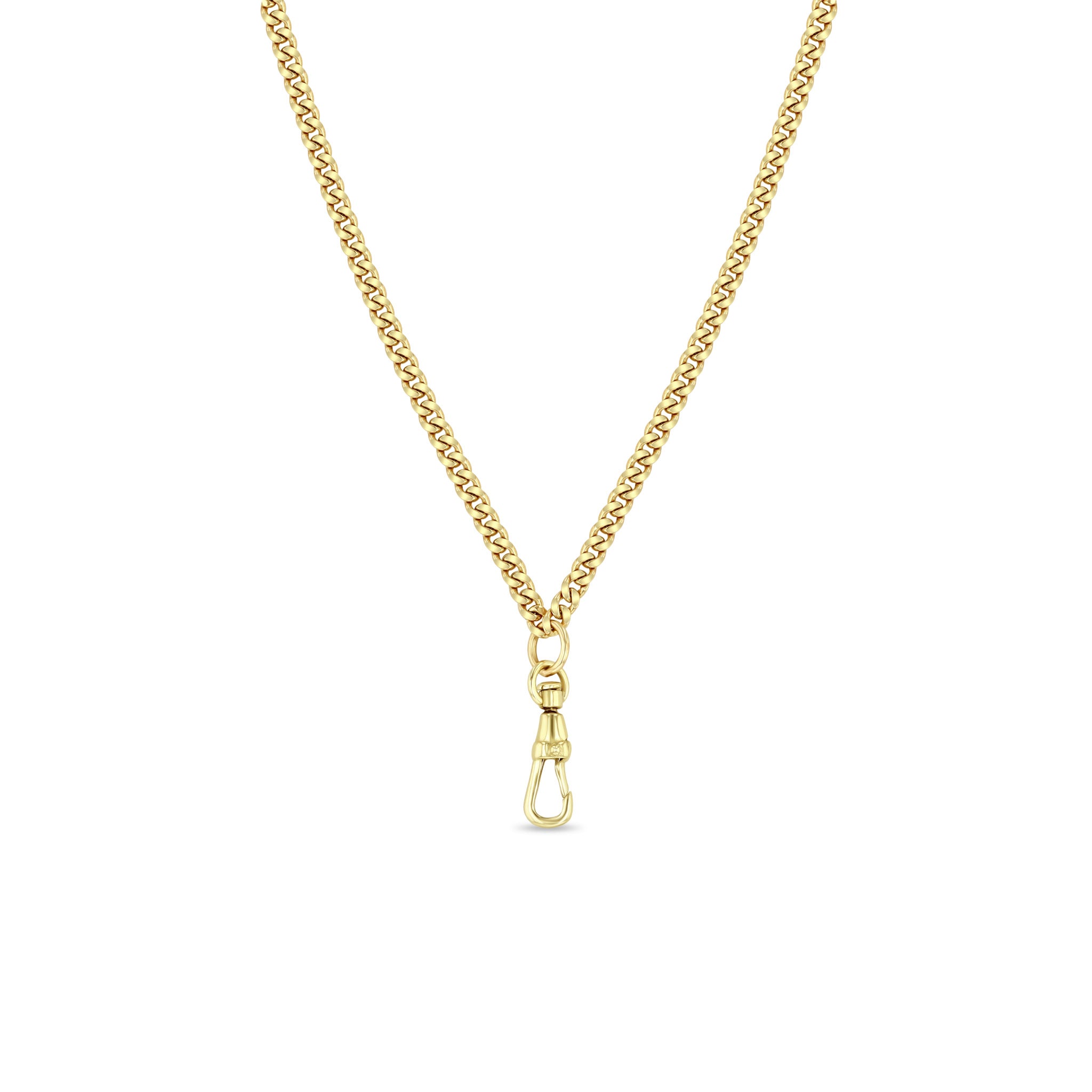 Zoë Chicco 14k Gold Small Curb Chain Necklace with Fob Clasp Drop