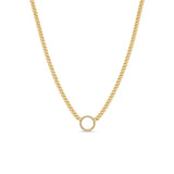 Zoë Chicco 14k Gold Pavé Diamond Circle Pendant Small Curb Chain Necklace