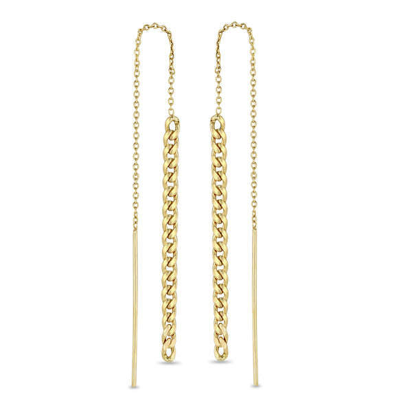 Zoë Chicco 14k Gold Small Curb Chain Drop Threader Earrings