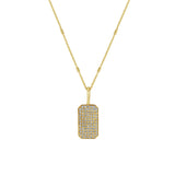 Zoë Chicco 14k Gold Pavé Diamond Small Square Edge Dog Tag Necklace