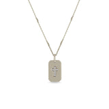 Zoë Chicco 14k Gold Pavé Diamond Cross Small Square Edge Dog Tag Necklace