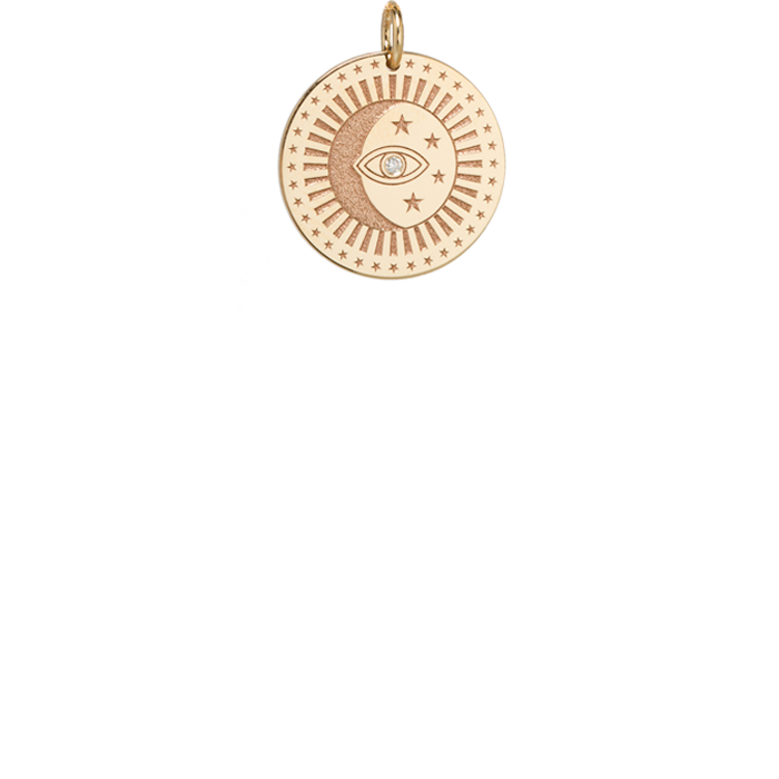 14k Small Celestial Protection Medallion Charm