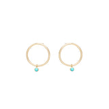 Zoë Chicco 14kt Gold Small Circle Stud Earrings with Dangling Turquoise