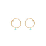 Zoë Chicco 14kt Gold Small Circle Diamond Stud Earrings with Dangling Turquoise