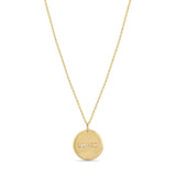 Zoë Chicco 14k Yellow Gold Small "LOVED" with Diamond Disc Pendant Necklace 