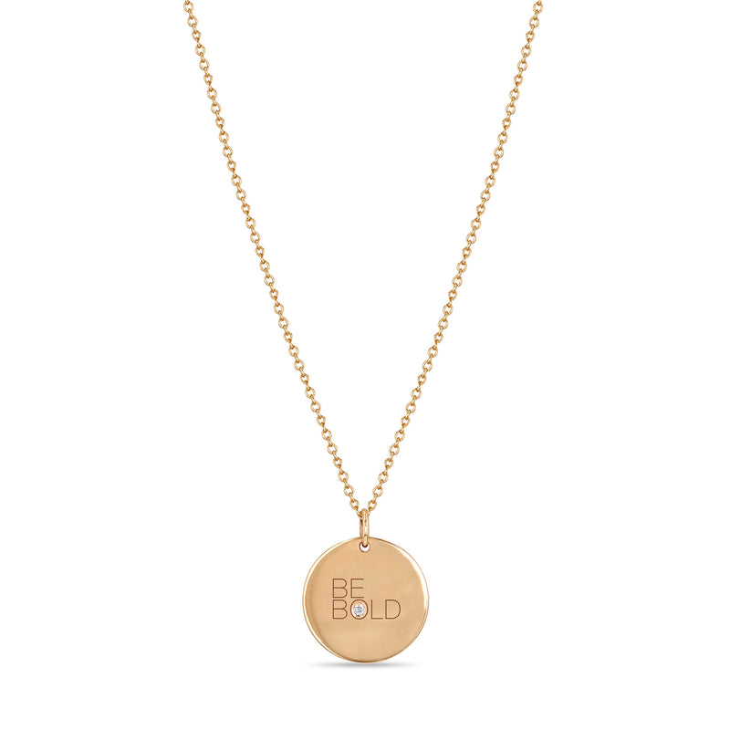 Zoë Chicco 14k Gold Small "Be Bold" with Diamond Disc Pendant Necklace