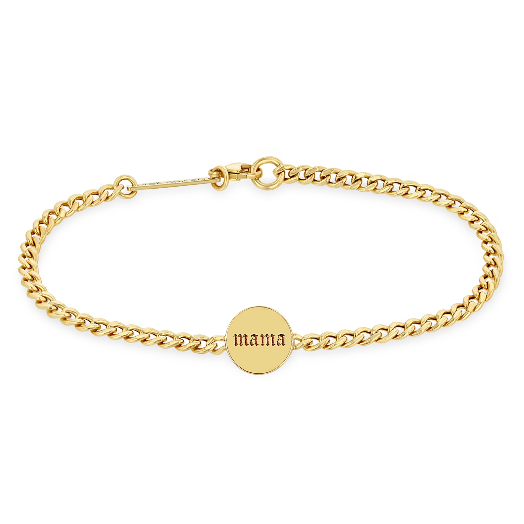 Zoë Chicco 14k Gold mama & boss Double-Sided Disc Curb Chain Bracelet