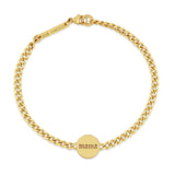 top down view of a Zoë Chicco 14k Gold mama & boss Double-Sided Disc Curb Chain Bracelet
