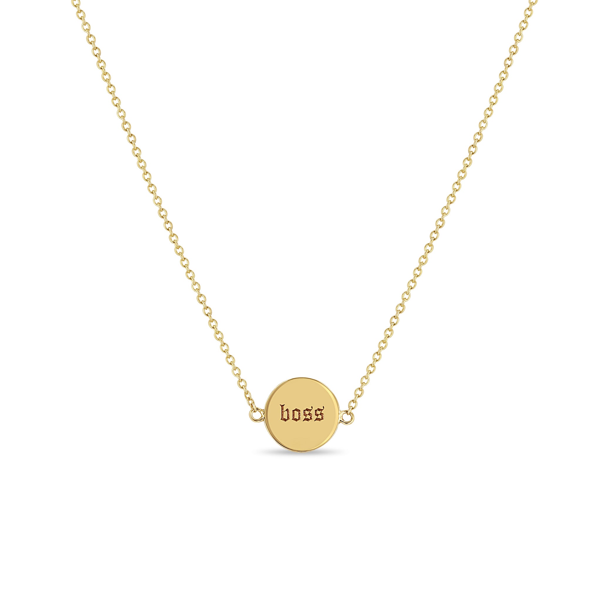 Zoë Chicco 14k Gold mama & boss Double-Sided Disc Necklace - boss side shown
