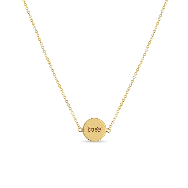 Zoë Chicco 14k Gold mama & boss Double-Sided Disc Necklace - boss side shown