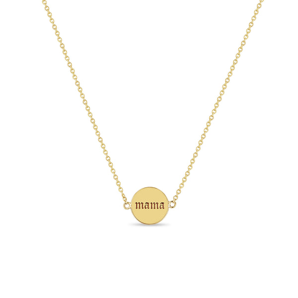 Zoë Chicco 14k Gold mama & boss Double-Sided Disc Necklace - mama side shown