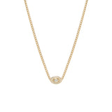 Zoe Chicco 14k Extra Small Curb Chain Marquise Diamond Halo Necklace