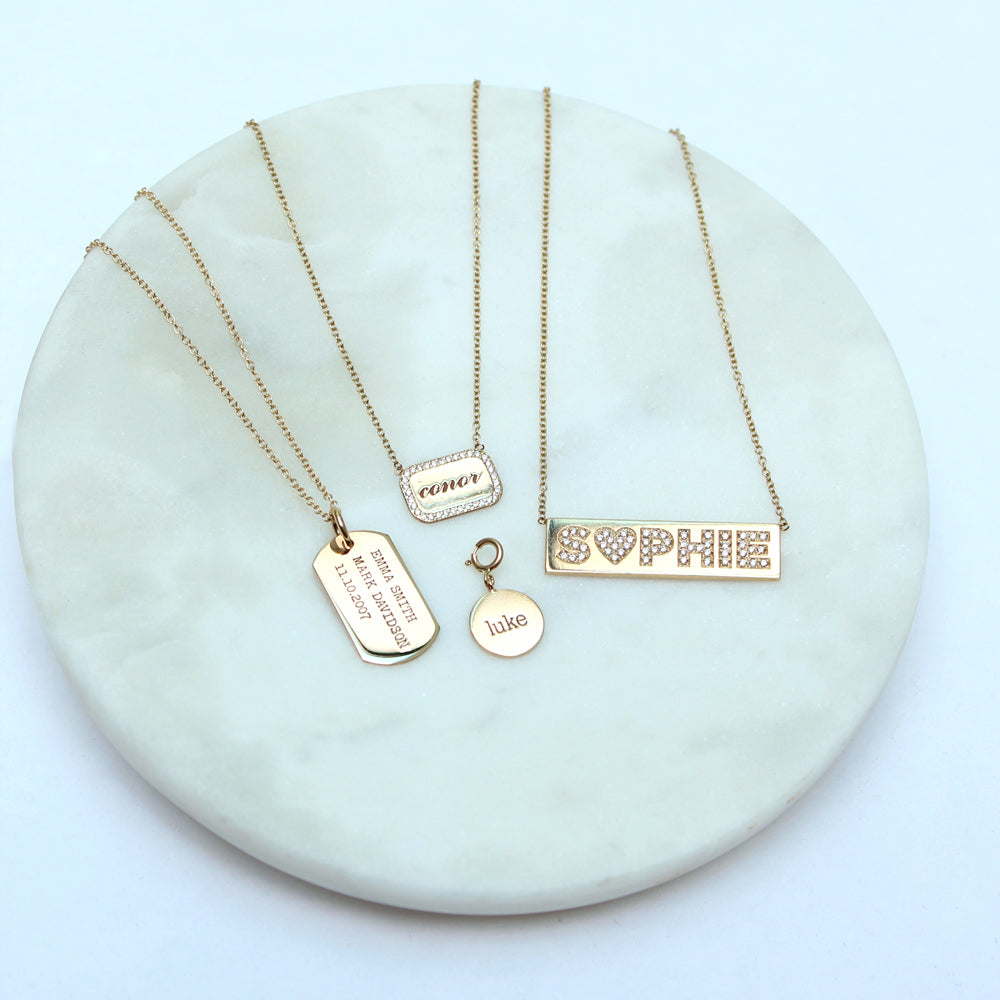 Zoe Chicco 14k Gold Personalized Nameplate with Diamond Border Necklace ZOE CHICCO